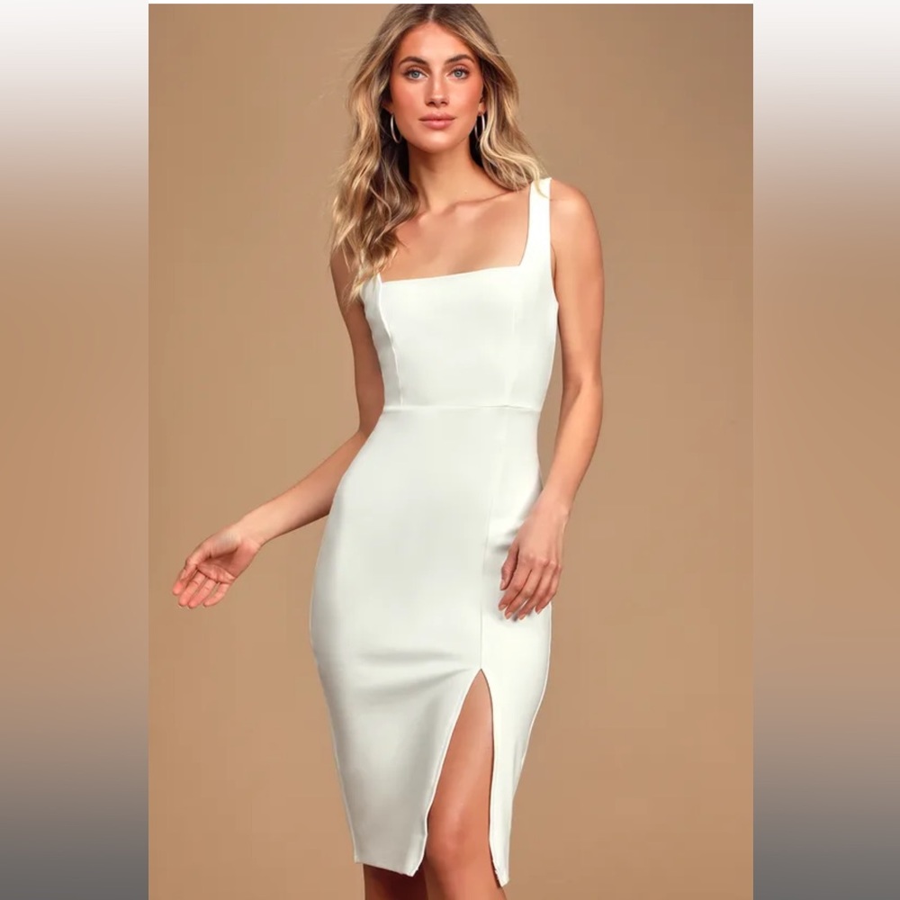 Baby, You're The One White Sleeveless Bodycon Midi Dress